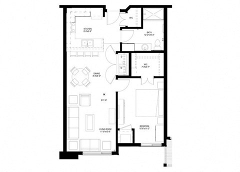 1 Bedroom Floor Plan
